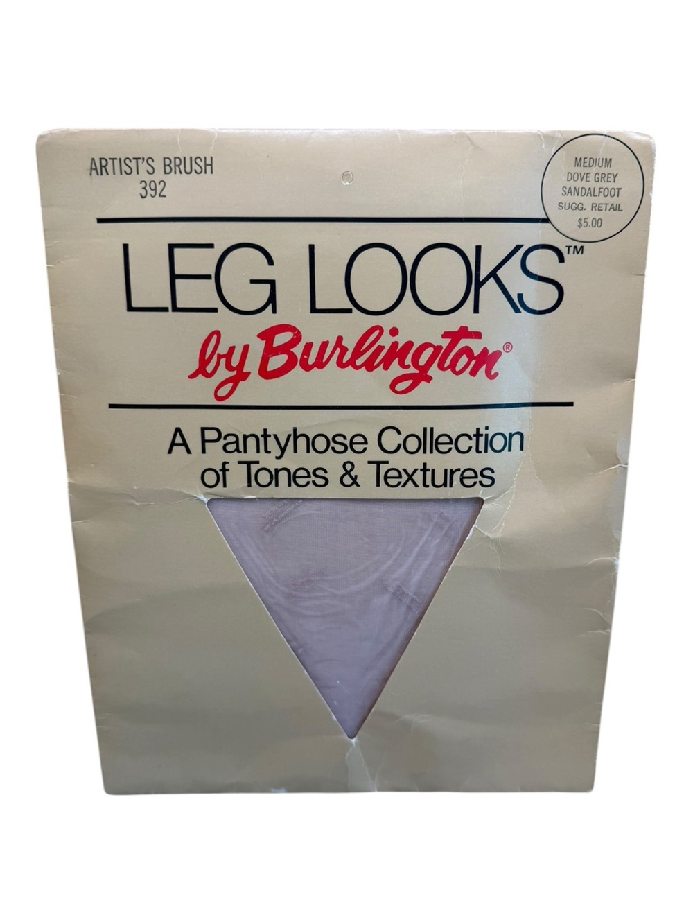 NOS Leg Looks By Burlington Textured Pantyhose Artist Brush Medium Dove Grey